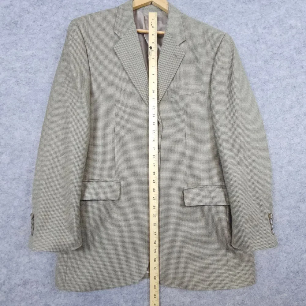 Lauren Ralph Lauren Men's Blazer Size 42L Beige Houndstooth Windowpane Silk/Wool